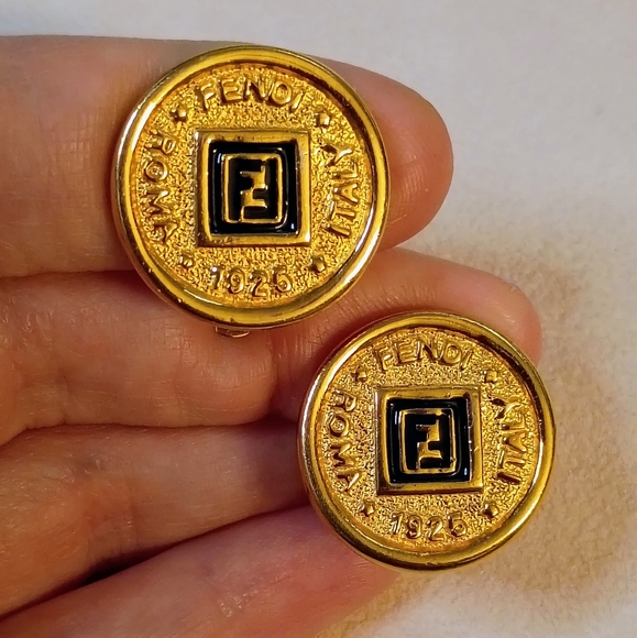 Vintage Fendi FF Logo Clip-on Earrings - Picture 1 of 3